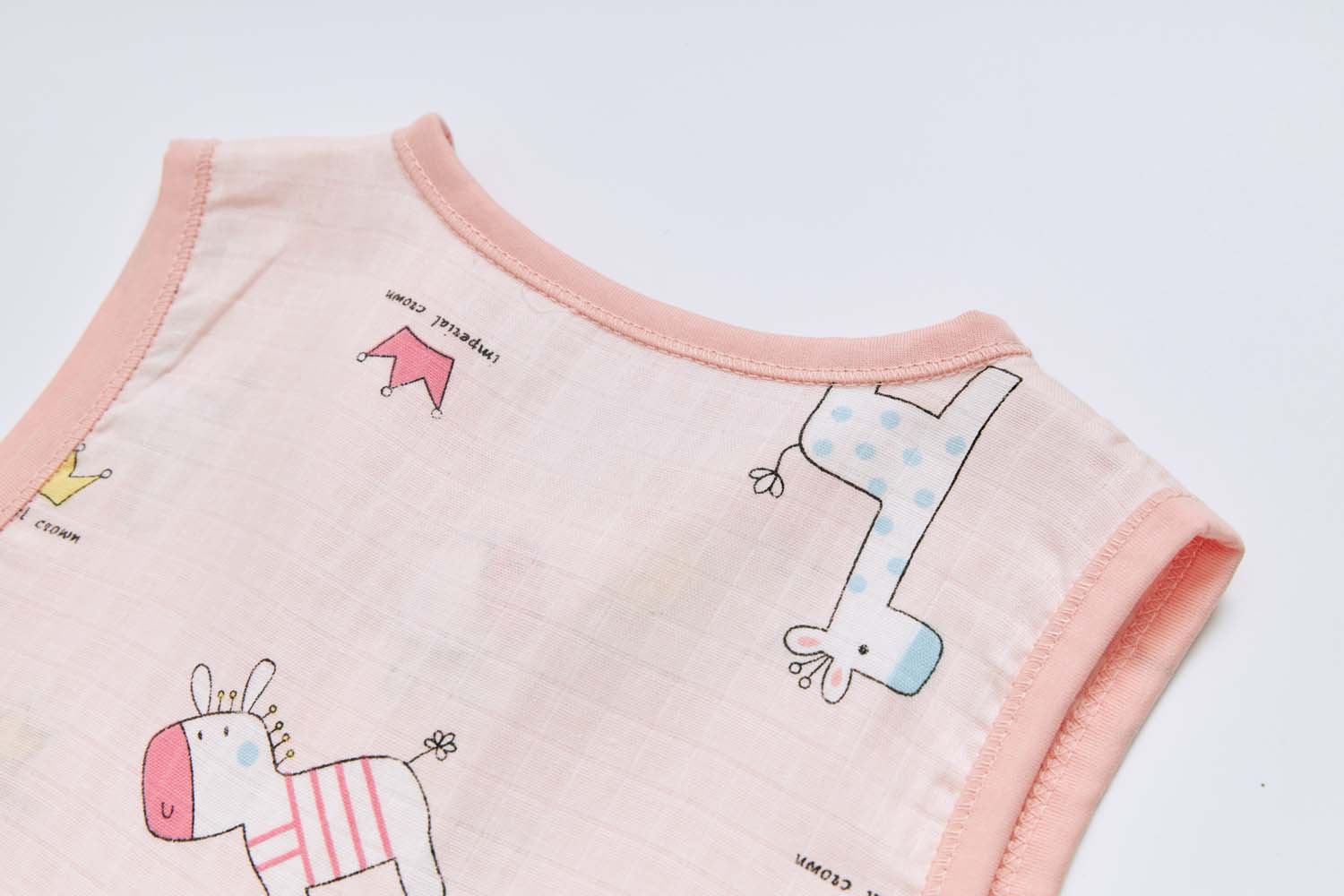 Baby Wearable Muslin Blanket Sleeveless Sleeping Bag 3-Way Zipper Pink Elephant Giraffe 0.2 TOG - Little Kooma