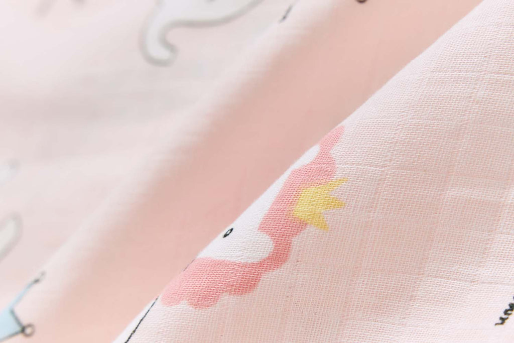 Baby Wearable Muslin Blanket Sleeveless Sleeping Bag 3-Way Zipper Pink Elephant Giraffe 0.2 TOG - Little Kooma