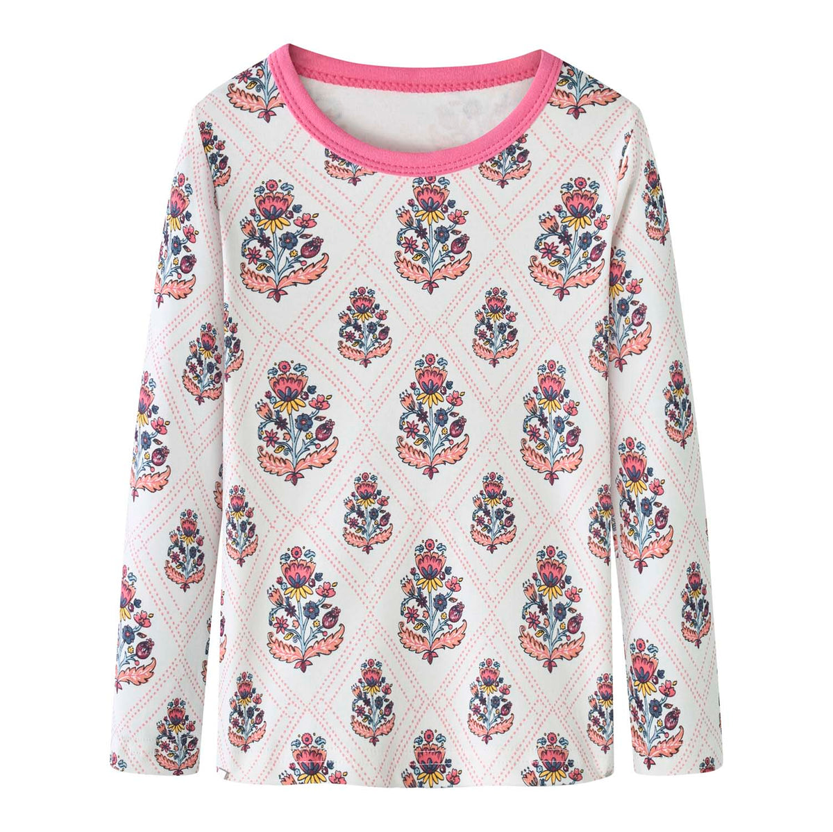 Baby Kids Pajamas Pink Flower Top n Pants Set - Little Kooma