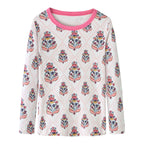 Baby Kids Pajamas Pink Flower Top n Pants Set - Little Kooma