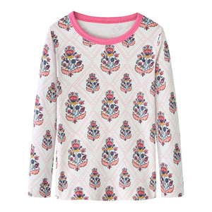 Baby Kids Pajamas Pink Flower Top n Pants Set - Little Kooma