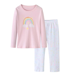 Baby Kids Pajamas Pink Rainbow Top n Pants Set - Little Kooma