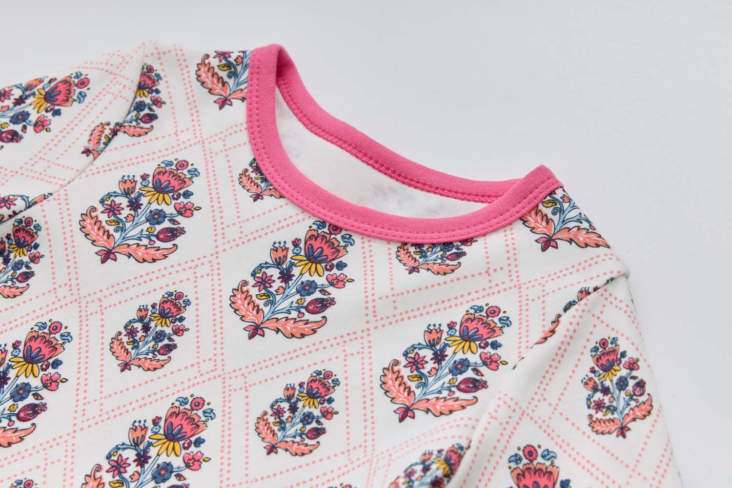 Baby Kids Pajamas Pink Flower Top n Pants Set - Little Kooma