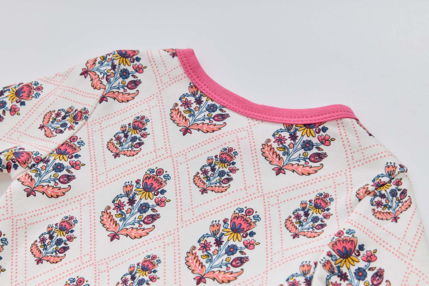 Baby Kids Pajamas Pink Flower Top n Pants Set - Little Kooma