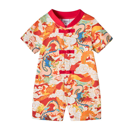 Ready Stock CNY Dragon Phoenix Baby Boy Cheongsam Romper Singapore Souvenir Gift - Little Kooma
