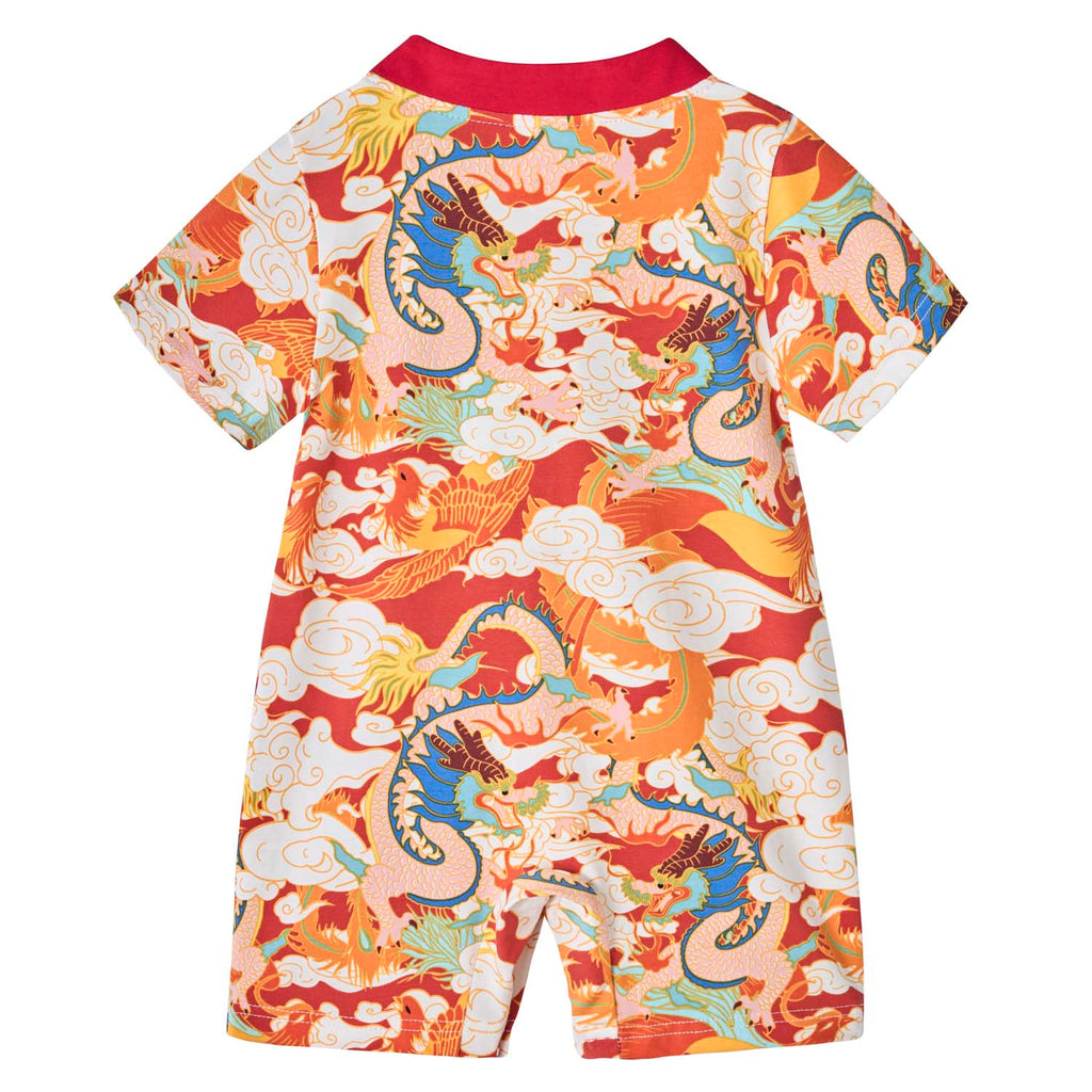 Ready Stock CNY Dragon Phoenix Baby Boy Cheongsam Romper Singapore Souvenir Gift