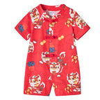 Ready Stock CNY Red Lion Dance Baby Boy Cheongsam Romper Singapore Outfit