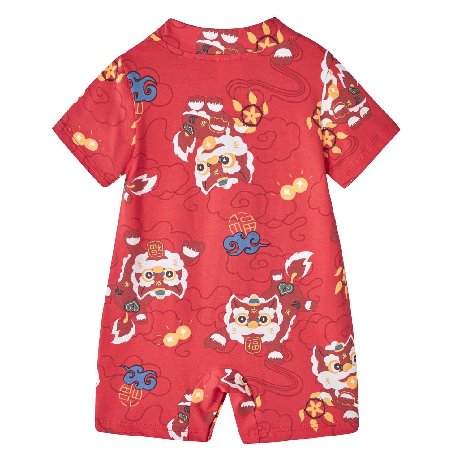Ready Stock CNY Red Lion Dance Baby Boy Cheongsam Romper Singapore Outfit