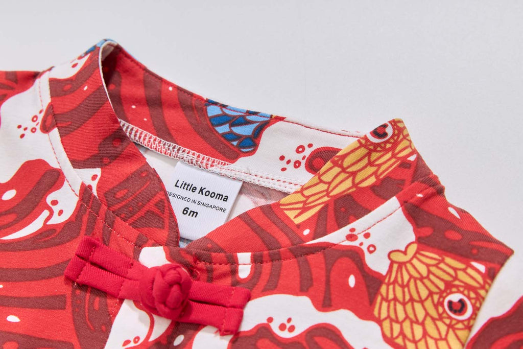 Ready Stock CNY Carp Dragon Leap Baby Boy Cheongsam Romper Singapore Outfit