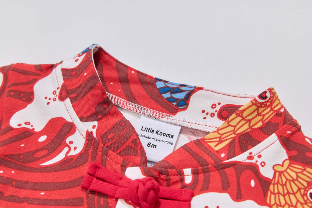 Ready Stock CNY Carp Dragon Leap Baby Boy Cheongsam Romper Singapore Outfit