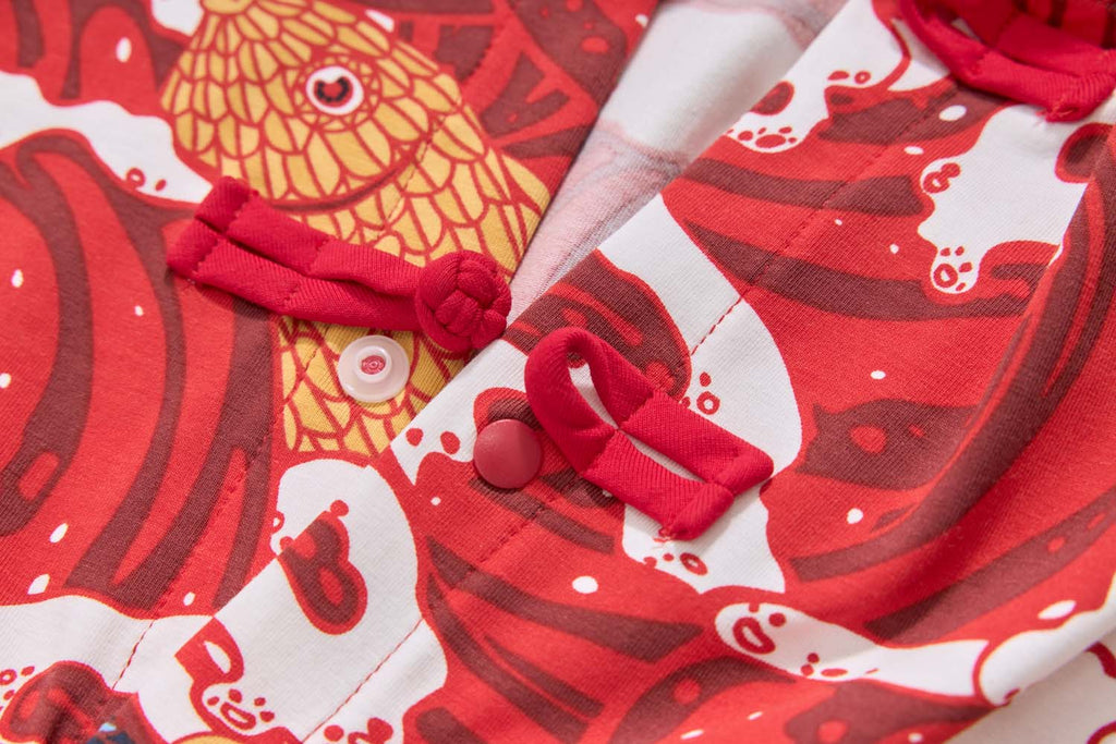 Ready Stock CNY Carp Dragon Leap Baby Boy Cheongsam Romper Singapore Outfit