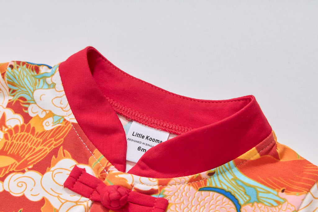 Ready Stock CNY Dragon Phoenix Baby Boy Cheongsam Romper Singapore Souvenir Gift