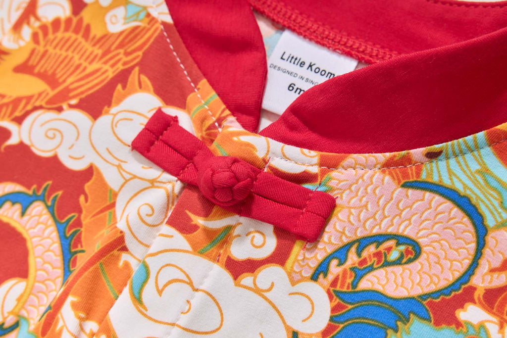 Ready Stock CNY Dragon Phoenix Baby Boy Cheongsam Romper Singapore Souvenir Gift