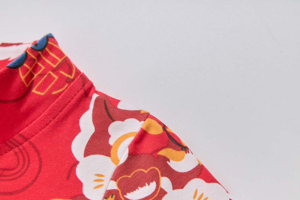 Ready Stock CNY Red Lion Dance Baby Boy Cheongsam Romper Singapore Outfit