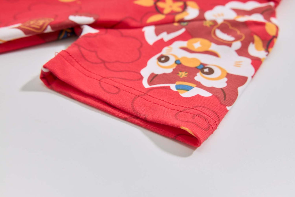 Ready Stock CNY Red Lion Dance Baby Boy Cheongsam Romper Singapore Outfit