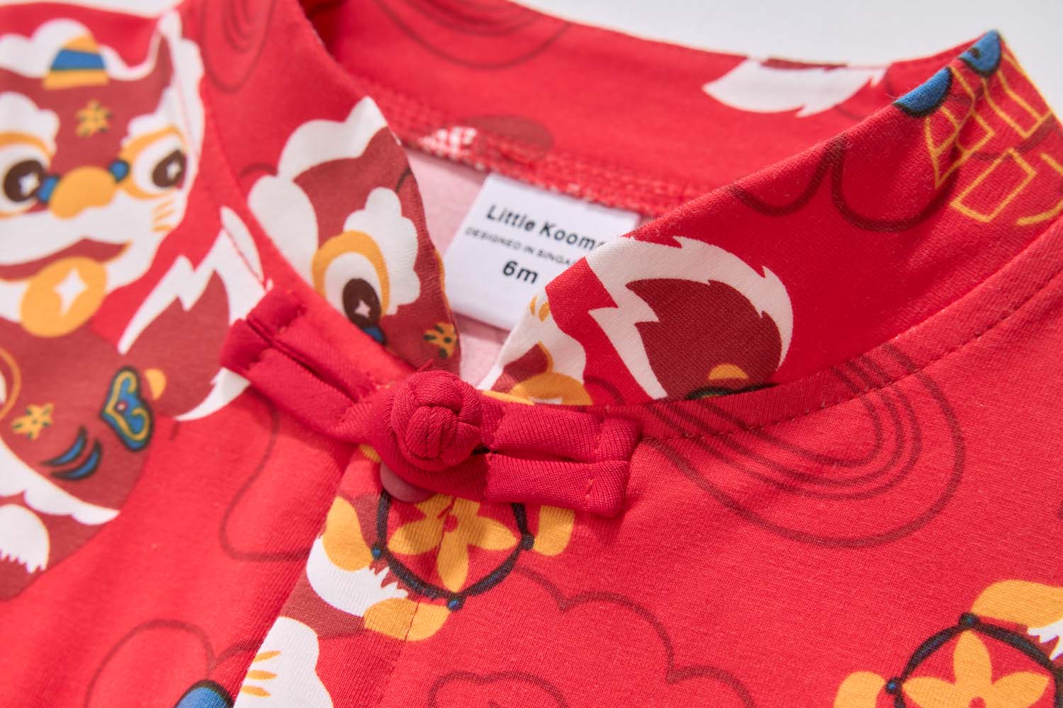 Ready Stock CNY Red Lion Dance Baby Boy Cheongsam Romper Singapore Outfit