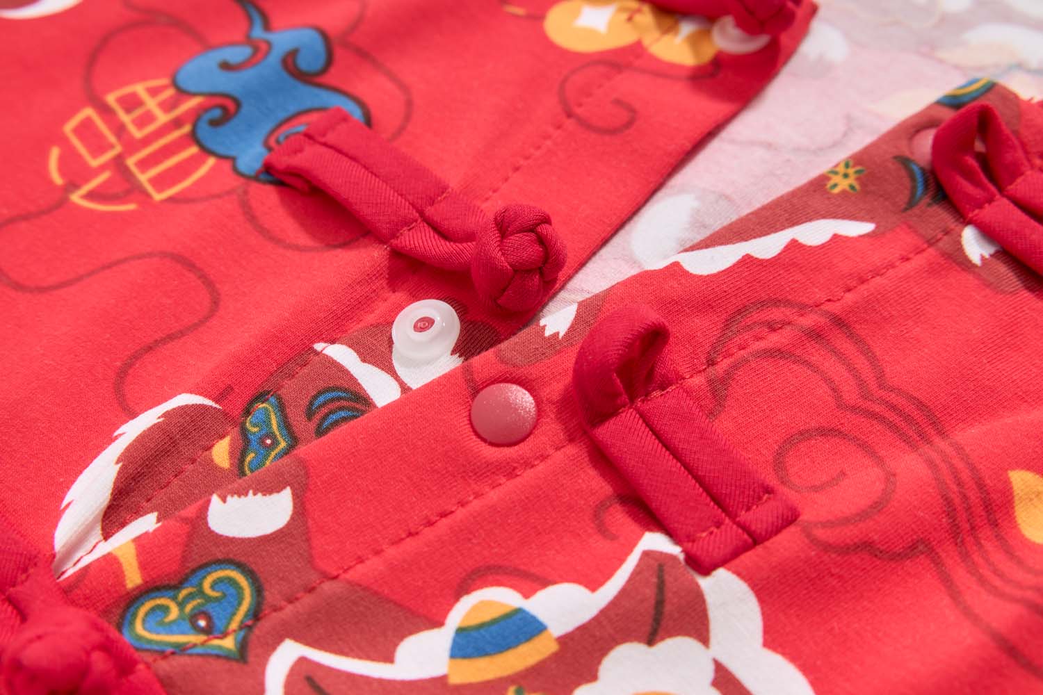 Ready Stock CNY Red Lion Dance Cheongsam Top & Shorts Set Baby Kids Boys Chinese New Year