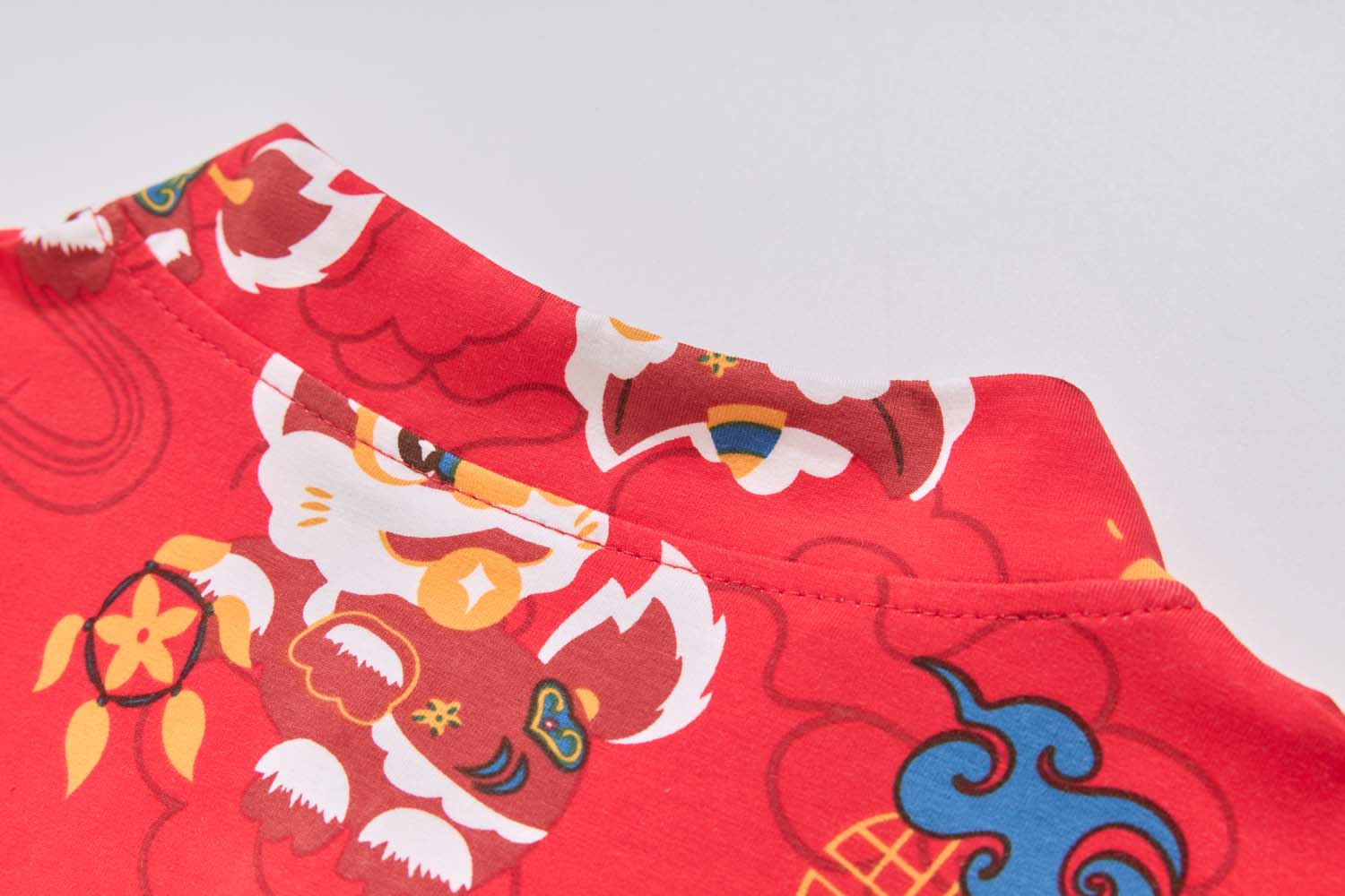 Ready Stock CNY Red Lion Dance Cheongsam Top & Shorts Set Baby Kids Boys Chinese New Year