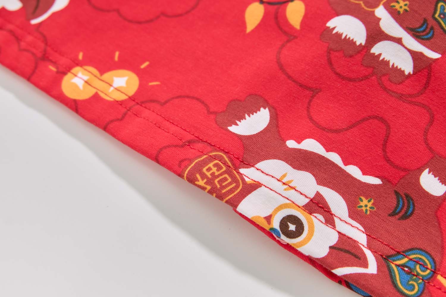 Ready Stock CNY Red Lion Dance Cheongsam Top & Shorts Set Baby Kids Boys Chinese New Year