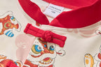 Ready Stock Singapore CNY White Lion Dance Cheongsam Outfit Set for Baby Kids Boys Top & Shorts