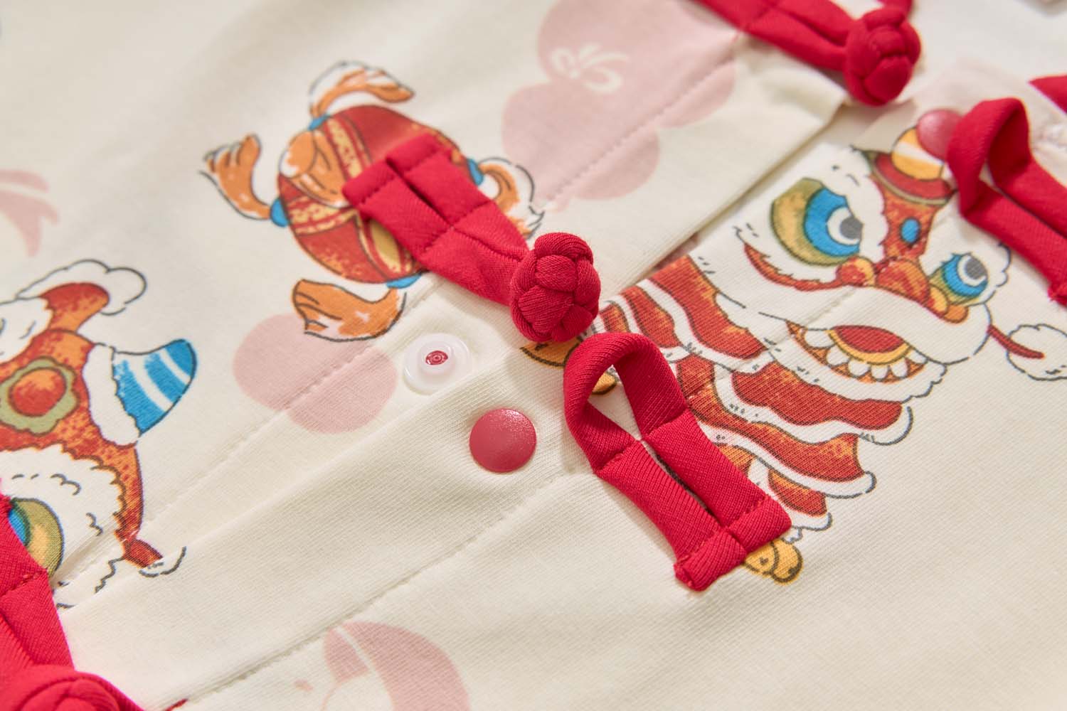 Ready Stock Singapore CNY White Lion Dance Cheongsam Outfit Set for Baby Kids Boys Top & Shorts