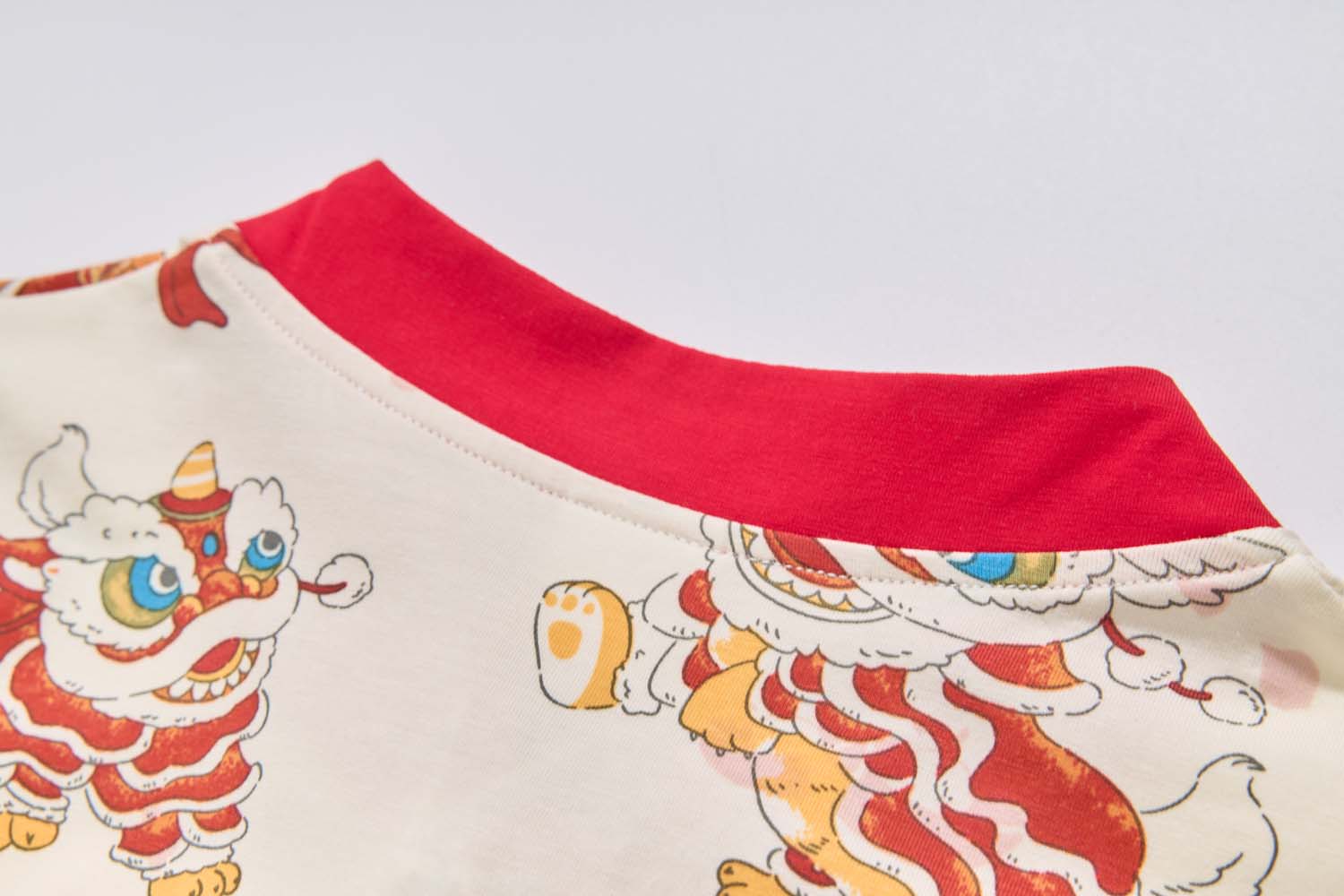 Ready Stock Singapore CNY White Lion Dance Cheongsam Outfit Set for Baby Kids Boys Top & Shorts