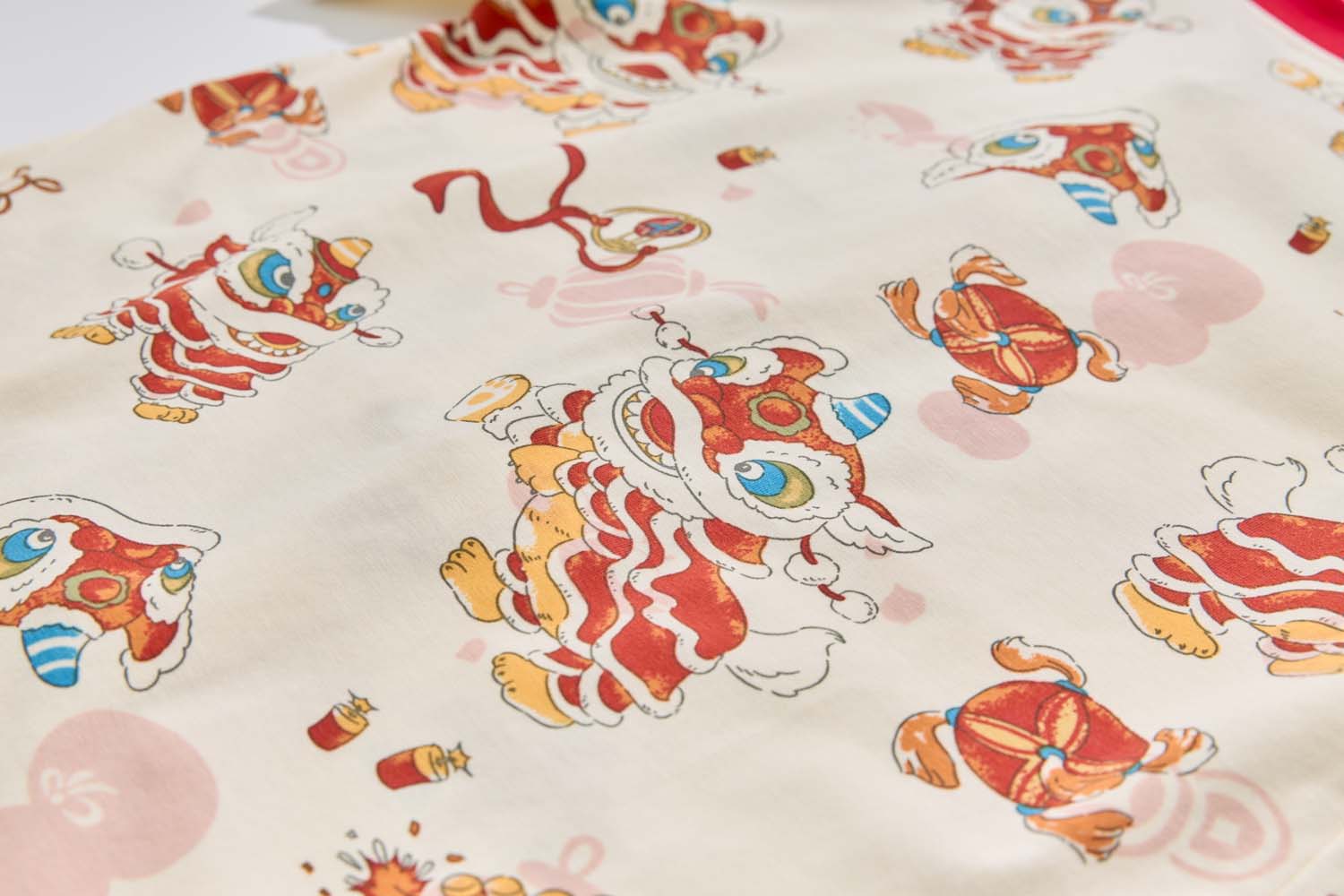 Ready Stock Singapore CNY White Lion Dance Cheongsam Outfit Set for Baby Kids Boys Top & Shorts