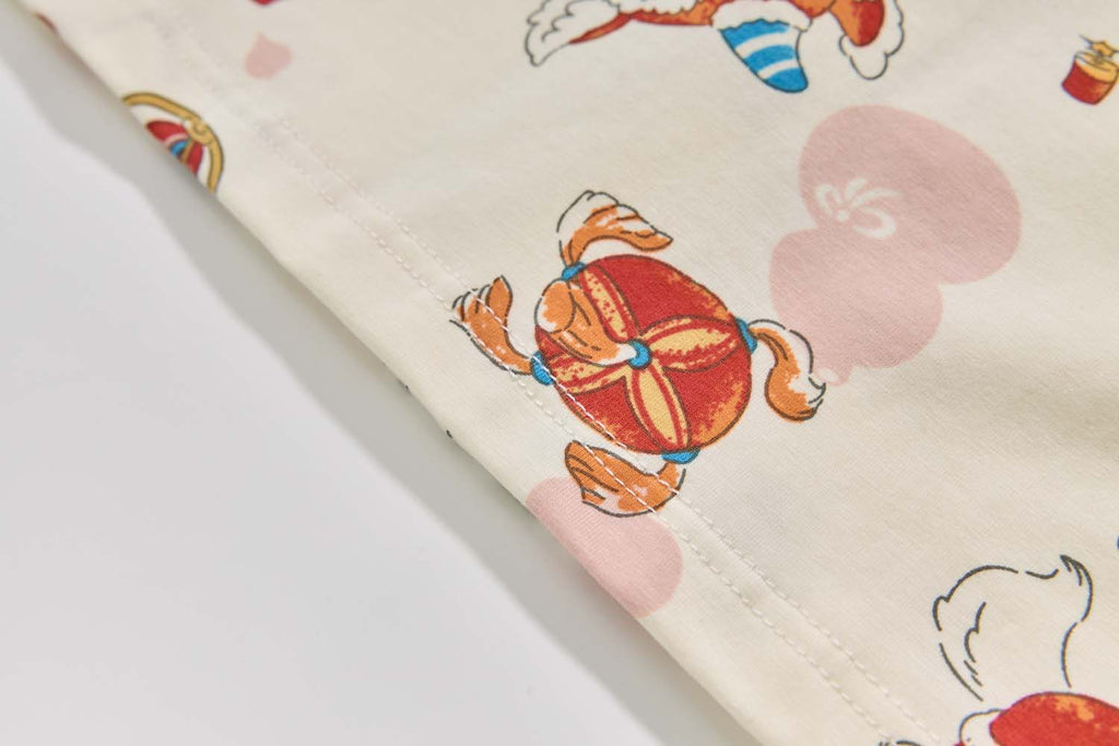 Ready Stock Singapore CNY White Lion Dance Cheongsam Outfit Set for Baby Kids Boys Top & Shorts