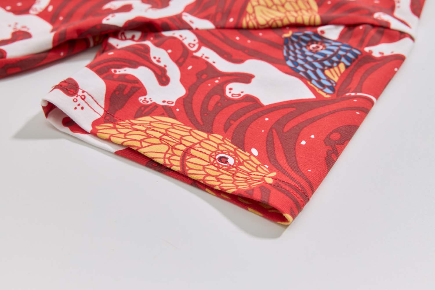 Ready Stock CNY Carp Dragon Leap Boys Cheongsam Top & Shorts Baby Kids Chinese New Year Outfit