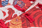 Ready Stock CNY Carp Dragon Leap Boys Cheongsam Top & Shorts Baby Kids Chinese New Year Outfit