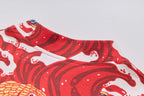 Ready Stock CNY Carp Dragon Leap Boys Cheongsam Top & Shorts Baby Kids Chinese New Year Outfit