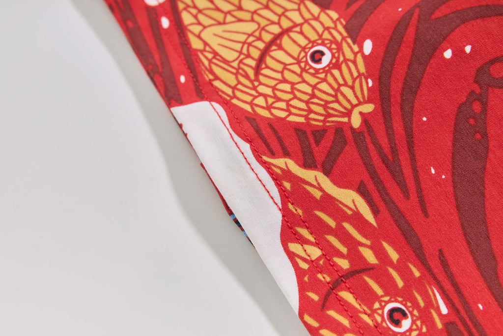 Ready Stock CNY Carp Dragon Leap Boys Cheongsam Top & Shorts Baby Kids Chinese New Year Outfit