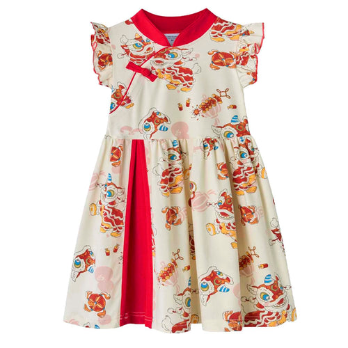 Ready Stock White Lion Dance Girl Cheongsam Dress CNY Outfit Baby Kids Singapore - Little Kooma