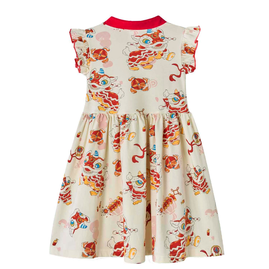 Ready Stock White Lion Dance Girl Cheongsam Dress CNY Outfit Baby Kids Singapore