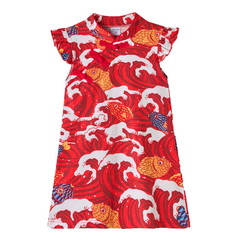 Ready Stock Carp Dragon Leap Girl Cheongsam Dress Baby Kids CNY Chinese New Year Outfit - Little Kooma