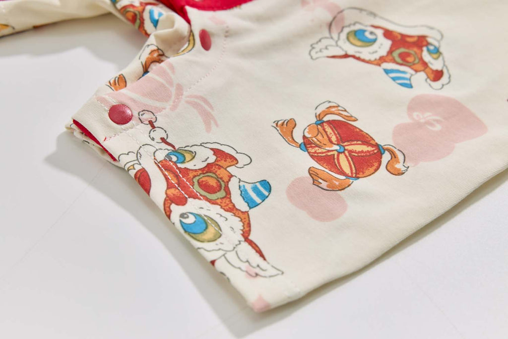 Ready Stock CNY White Lion Dance Baby Boy Cheongsam Romper Singapore Outfit