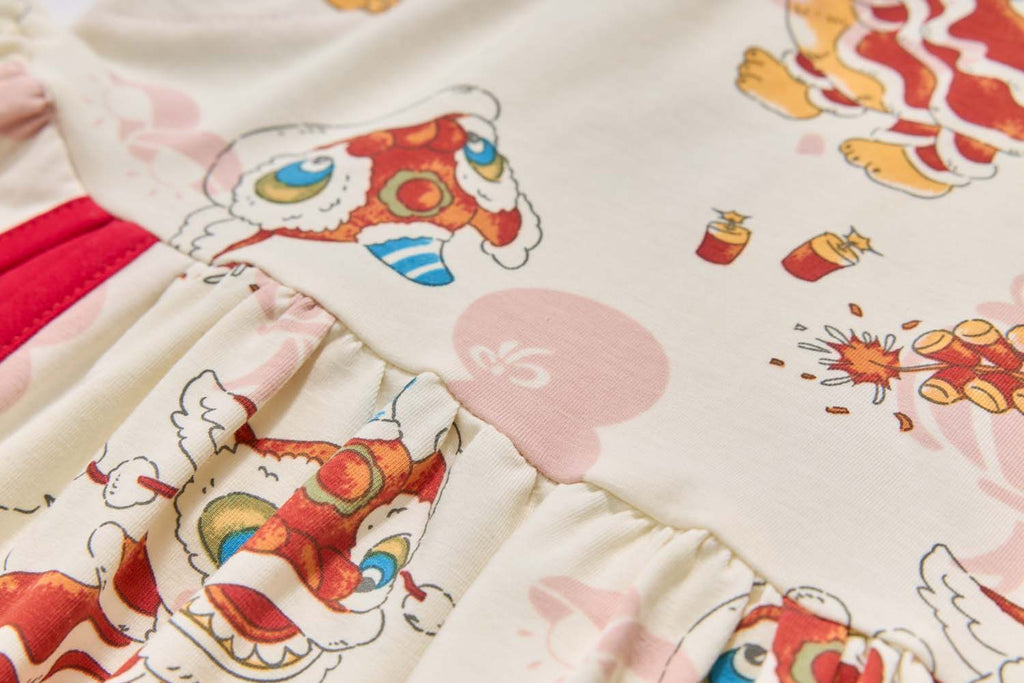 Ready Stock White Lion Dance Girl Cheongsam Dress CNY Outfit Baby Kids Singapore