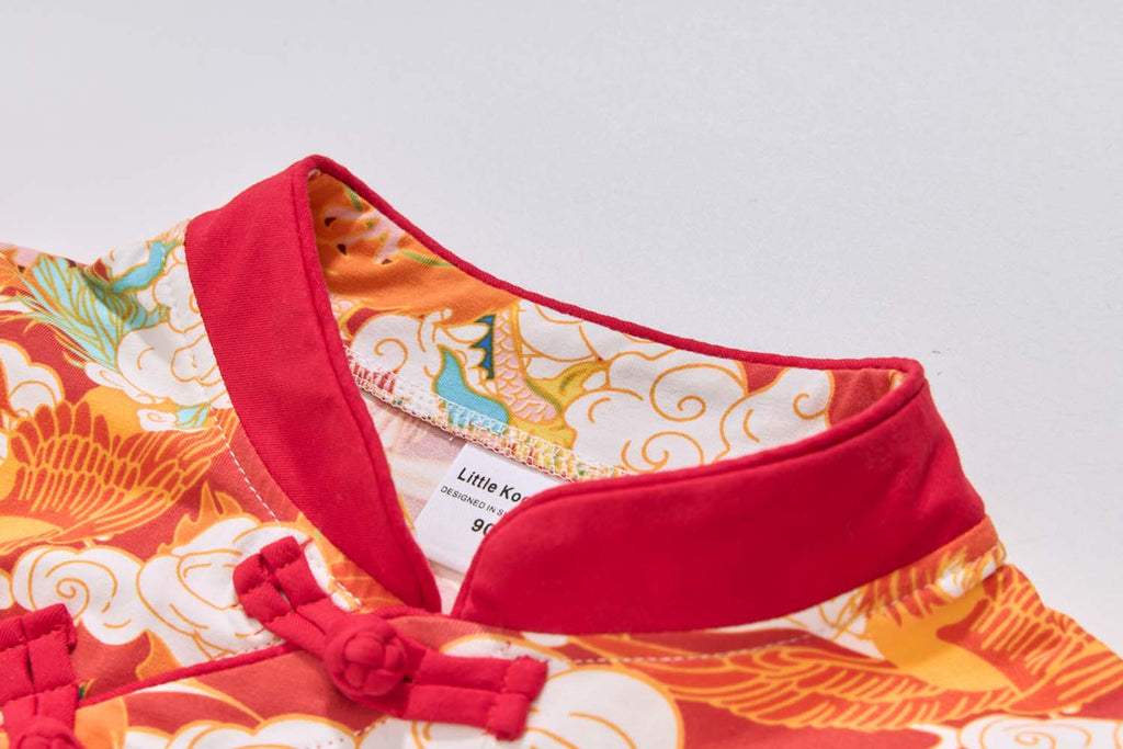 Ready Stock CNY Dragon Phoenix Girl Cheongsam Dress Baby Kids Chinese New Year Outfit