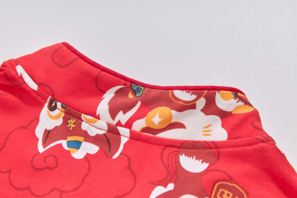 Ready Stock Festive Red Lion Dance Girl Cheongsam Dress Baby Kids CNY Outfit Singapore