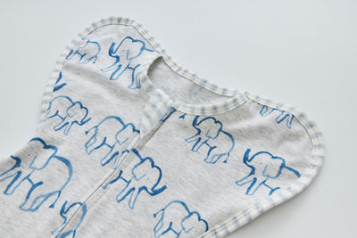 Infant Transition Swaddle w Arm Freedom 2-Way Zipper Elephant - Little Kooma