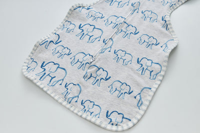 Infant Transition Swaddle w Arm Freedom 2-Way Zipper Elephant - Little Kooma