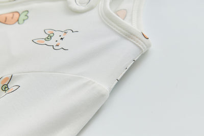Baby Bamboo Sleepsuit Rabbit Eats Carrots Two Way Zip All In One Jumpsuit Feet Cover - Little Kooma