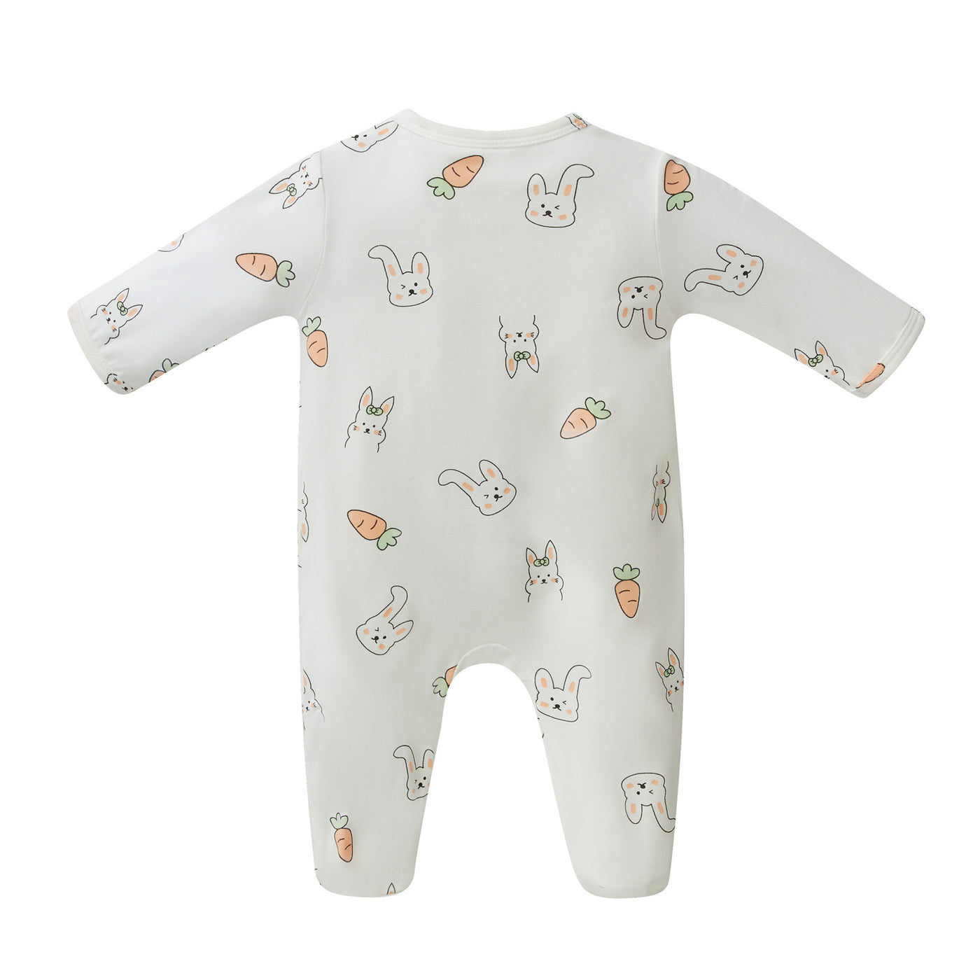 Baby Bamboo Sleepsuit Rabbit Eats Carrots Two Way Zip All In One Jumpsuit Feet Cover - Little Kooma