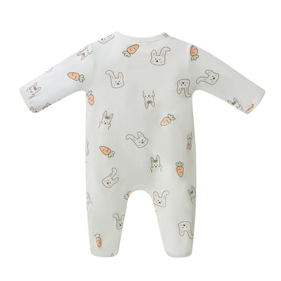 Baby Bamboo Sleepsuit Rabbit Eats Carrots Two Way Zip All In One Jumpsuit Feet Cover - Little Kooma