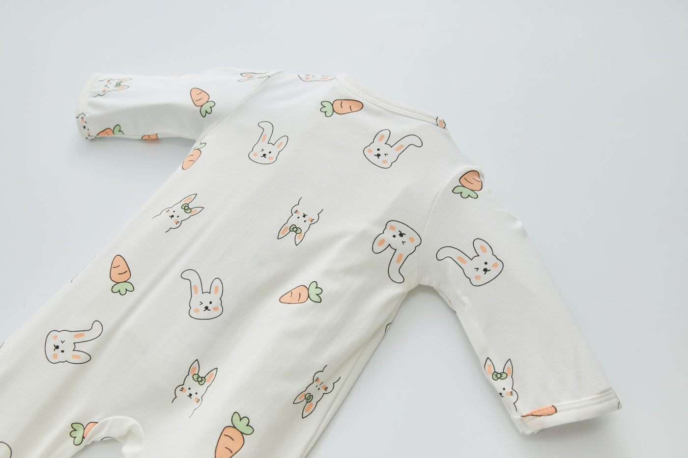 Baby Bamboo Sleepsuit Rabbit Eats Carrots Two Way Zip All In One Jumpsuit Feet Cover - Little Kooma