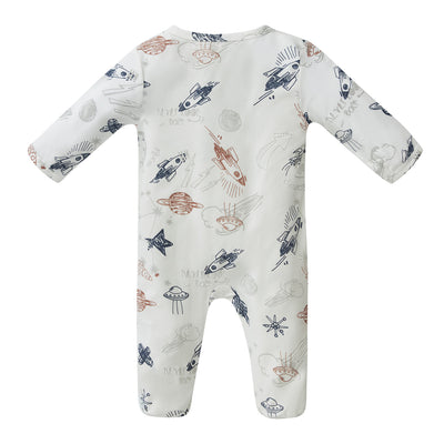 Baby Bamboo Sleepsuit Space Two Way Zip All In One Jumpsuit Feet Cover - Little Kooma