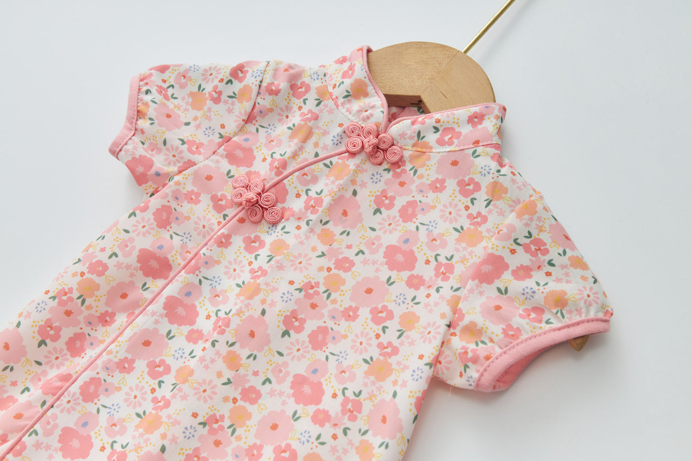 Baby Girl Pink Floral Cheongsam Dress 0820X - Little Kooma