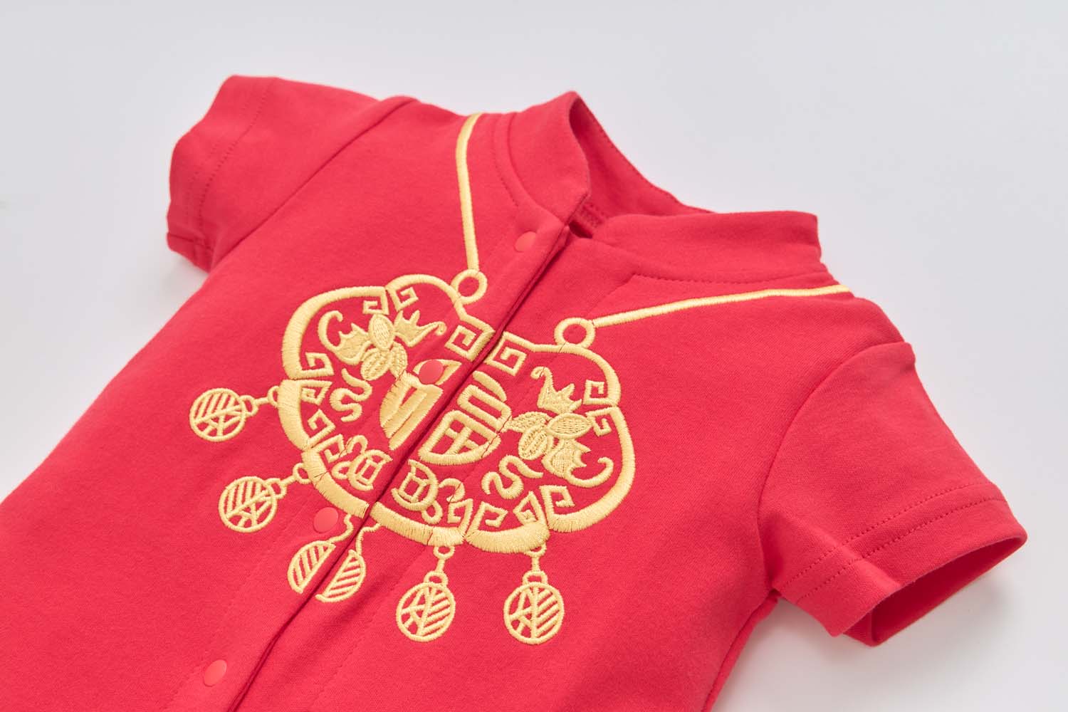 Singapore Souvenir Gift Baby Unisex Red Cheongsam Romper Ruyi Lock Chinese New Year Outfit - Little Kooma