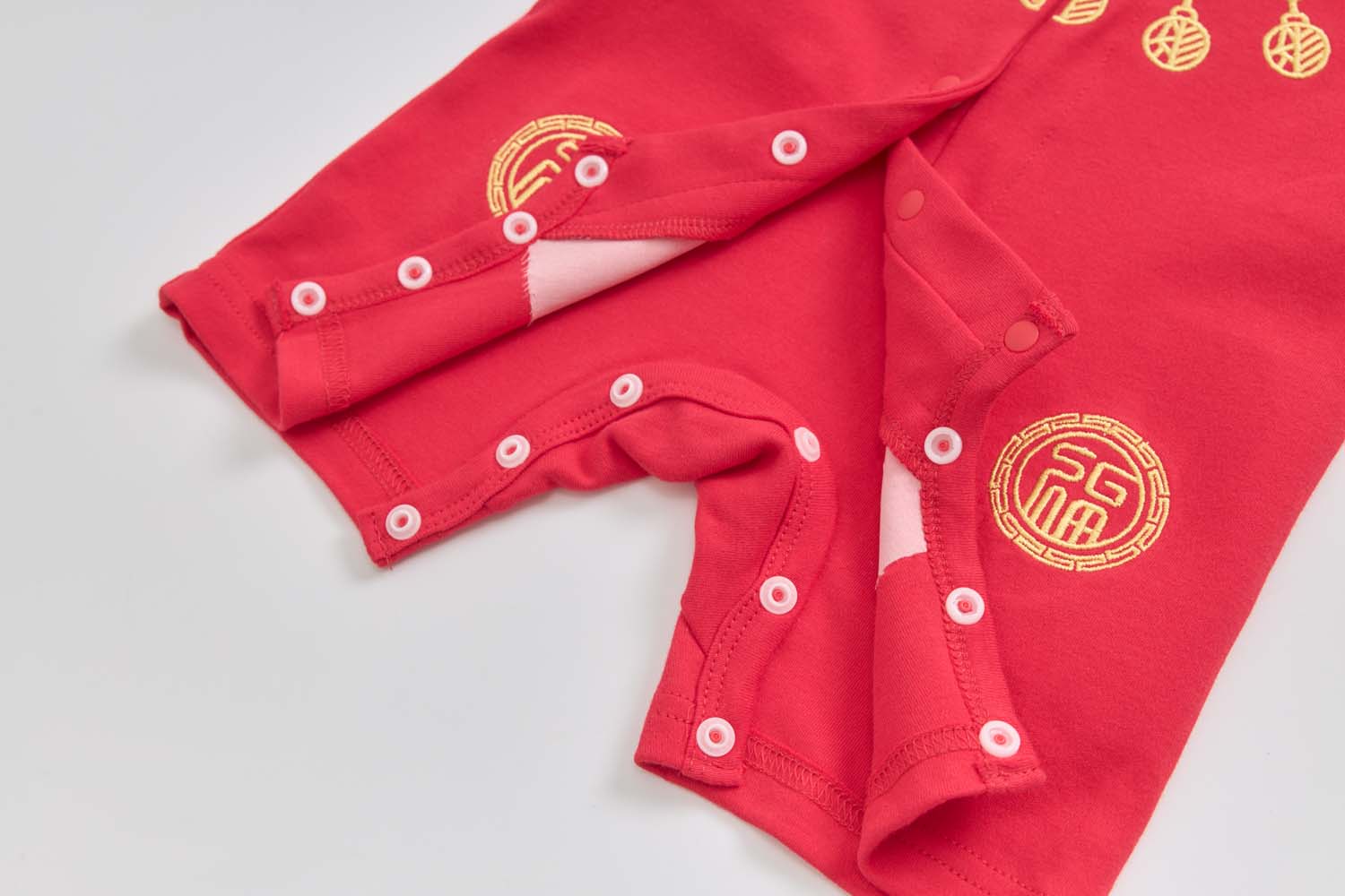 Singapore Souvenir Gift Baby Unisex Red Cheongsam Romper Ruyi Lock Chinese New Year Outfit - Little Kooma