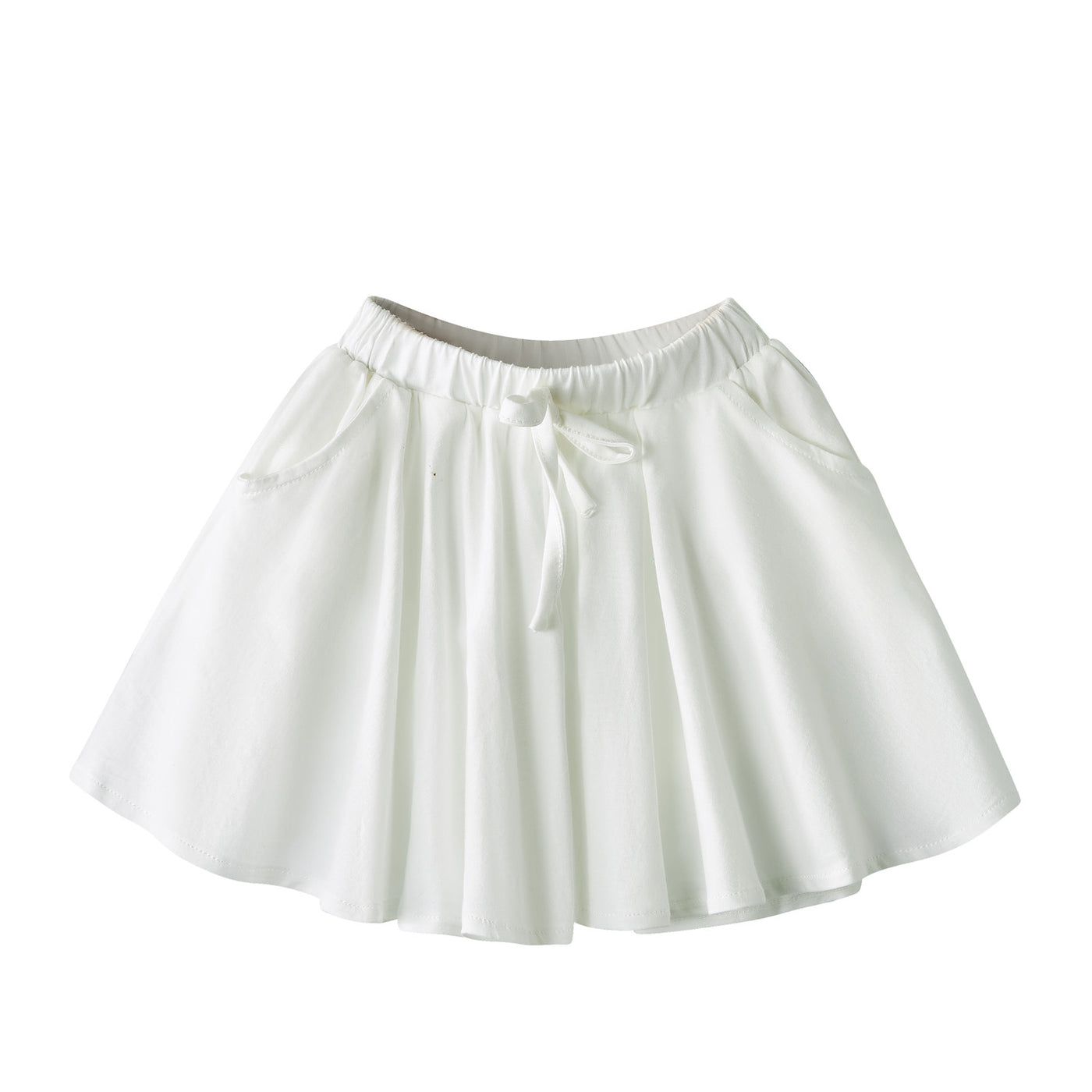 Baby Kids Plain White Pleated Detail Skort Culottes Shorts Skirt 100% Cotton Bottom National Day Outfit - Little Kooma